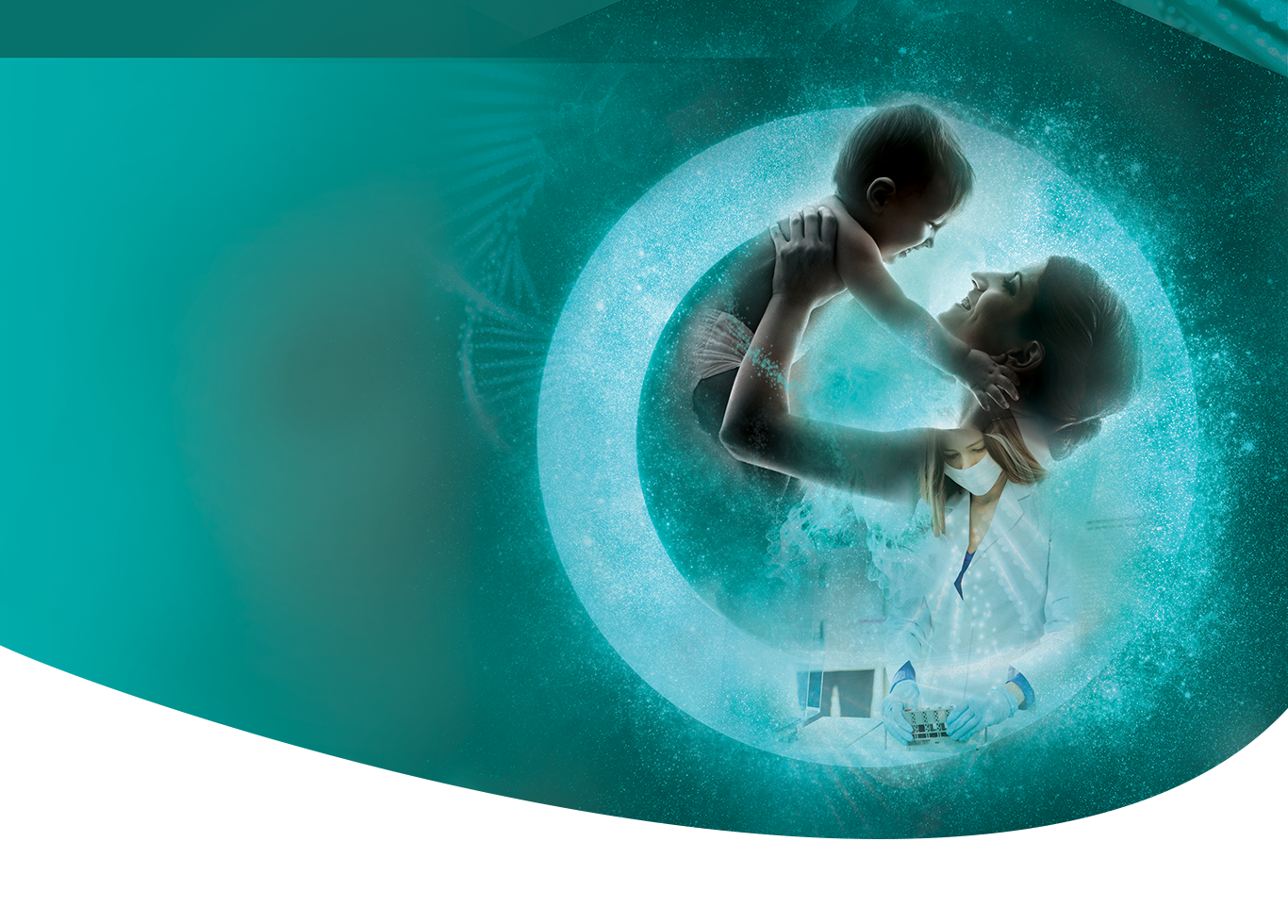 banner mae segurando bebe